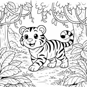 Cartoon tiger in the jungle