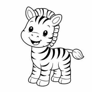 Cheerful cartoon zebra colouring page
