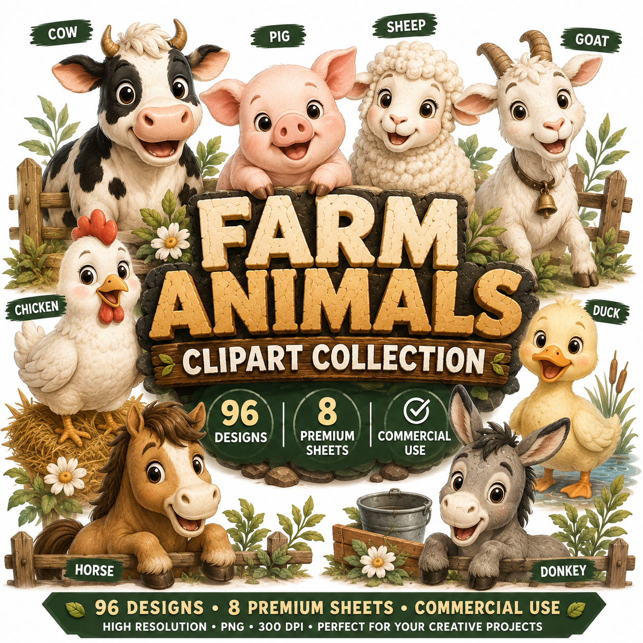 Farm Animals Clipart Collection
