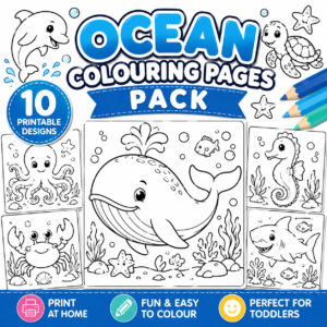 Ocean Colouring Pages Pack – 10 Printable Designs