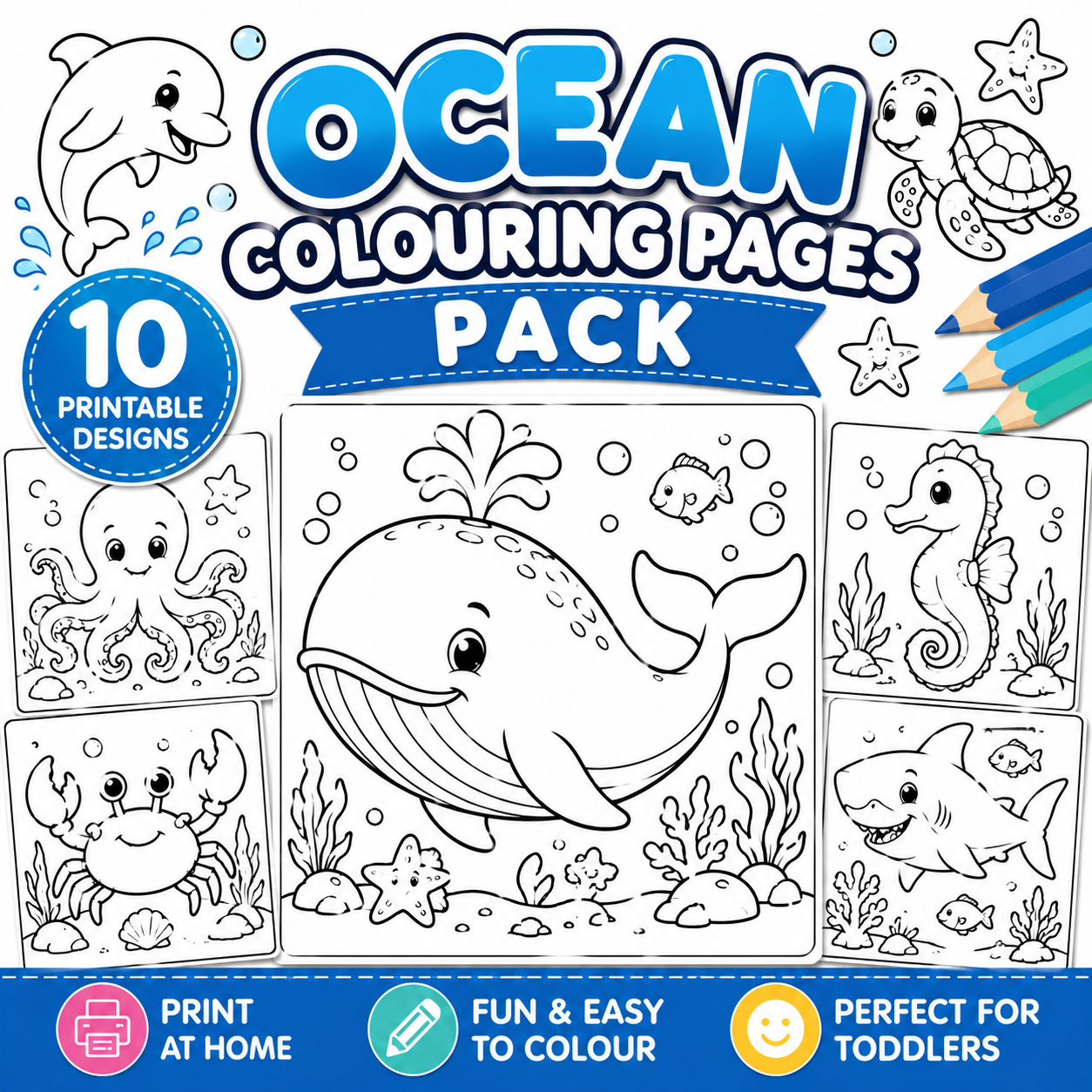 Ocean Colouring Pages Pack