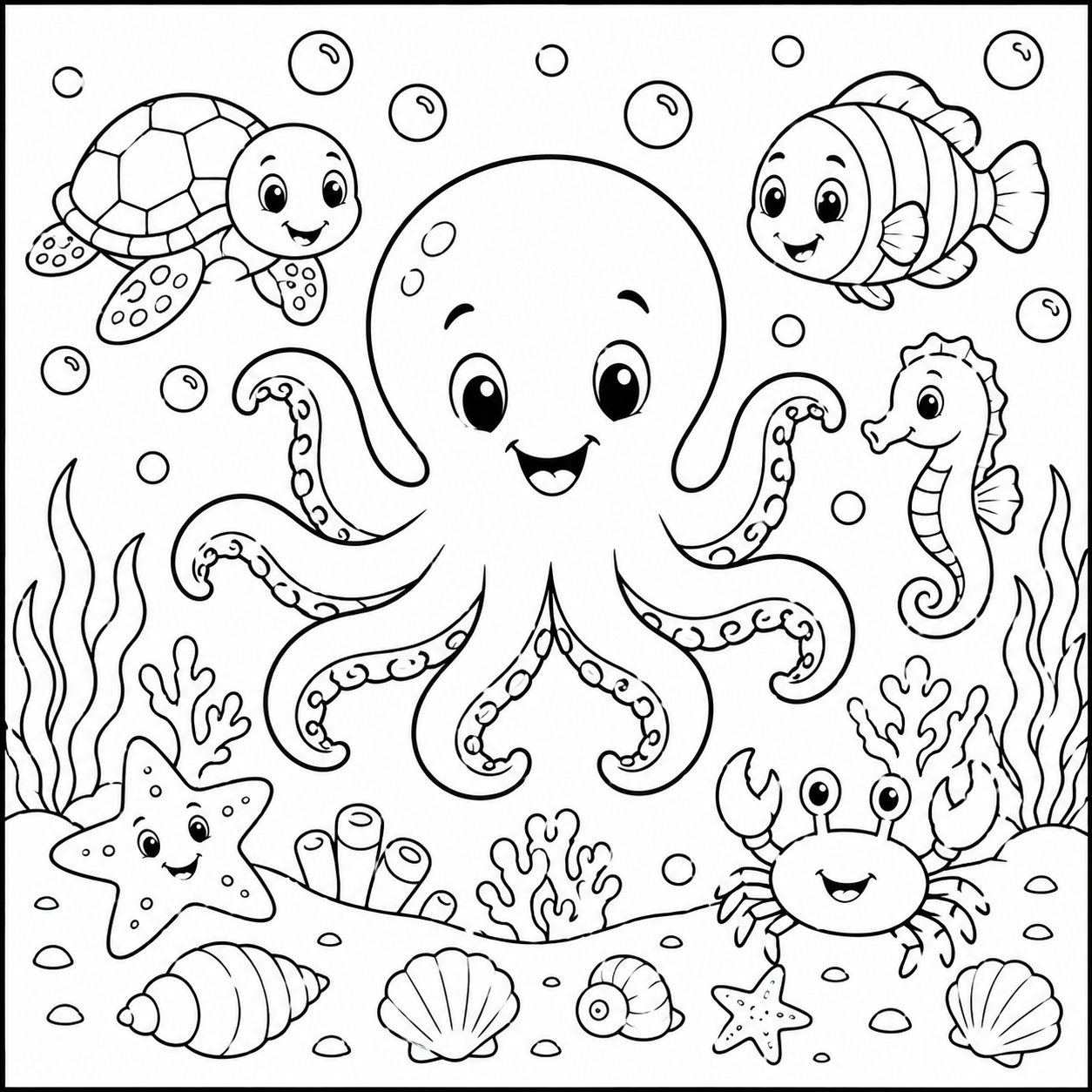 Ocean Colouring Pages Pack – 10 Printable Designs - Image 4