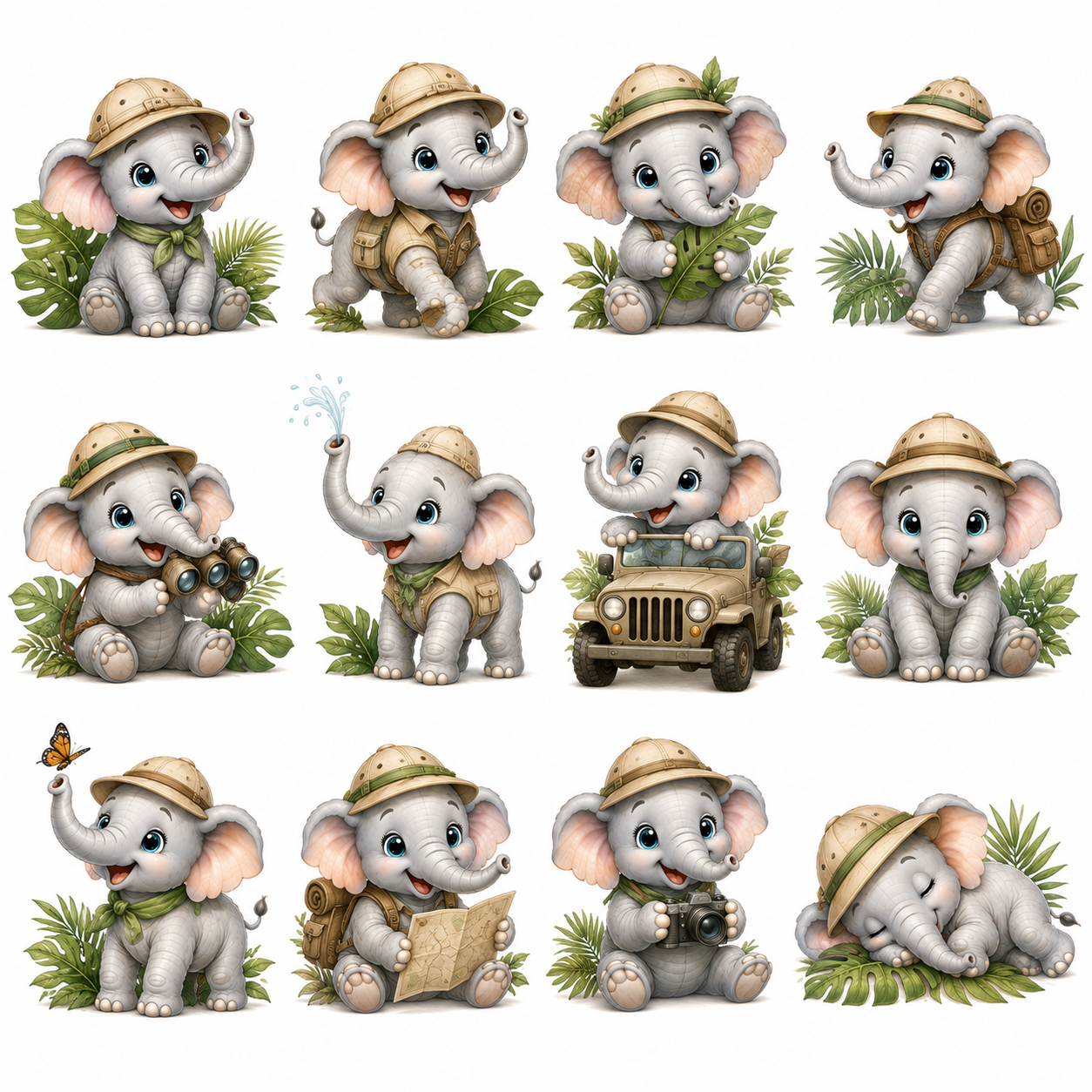 Baby Elephant Clipart Bundle – 96 Designs - 8 Premium Sheets - Image 9