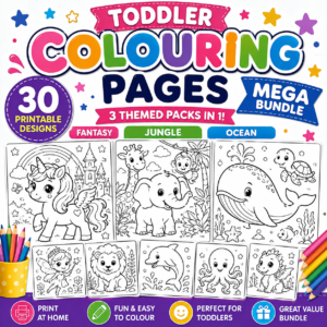 Toddler Colouring Pages Bundle – 30 Printable Designs