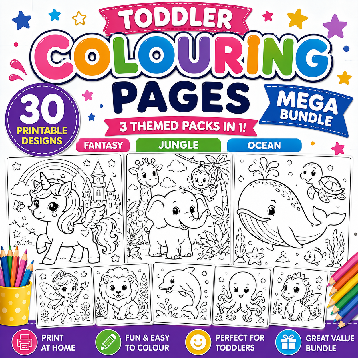 Toddler Colouring Pages Bundle